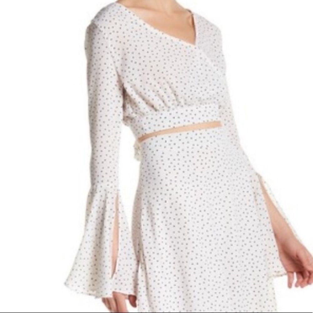 Polka Dot Cropped Blouse / Top with Bell Sleeves - Picture 7 of 8